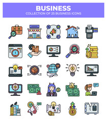 Collection of 25 Business Icons: Marketing. Finance. E-commerce. and more