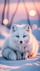 Arctic Fox on Snowy Tundra at Twilight