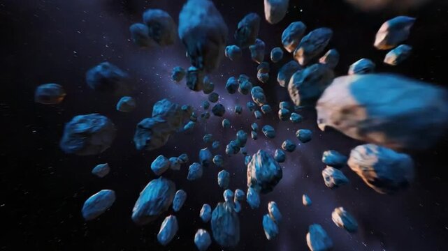Astroid Field Space Rocks Cosmic Debris Nebula Flight Through Galaxy Exploration Universe Travel Cinematic 4 K High Resolution Asteroid Belt Deep Space Journey Adventure Science