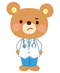 クマのお医者さん　考える表情　疑問　質問