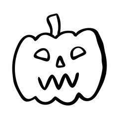 Doodle Halloween Jack-o'-lantern illustration.