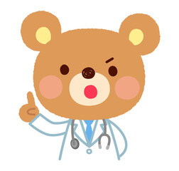クマのお医者さん　注意する表情　説明