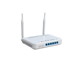Wi-Fi router featuring external antennas for enhanced connectivity and signal strength
