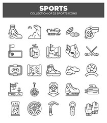Collection of 25 Sports Line Icons