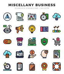 Set of simple Lineal Color Miscellany Business Icons. Lineal Color art icons pack.