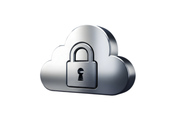 Secure cloud storage symbol with lock, representing data protection and online security concepts