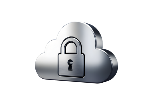 Secure cloud storage symbol with lock, representing data protection and online security concepts