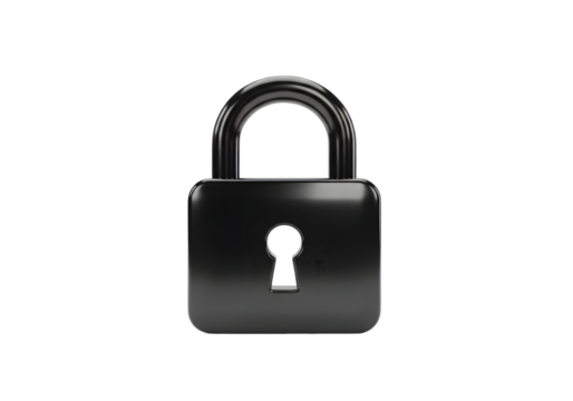 Secure data protection concept with a shiny black padlock symbolizing safety and privacy