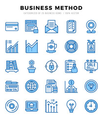 Set of Business Method Icons. Simple Two Color art style icons pack.