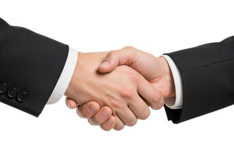 Photo of two businessmen shaking hands isolated on transparent background after a deal