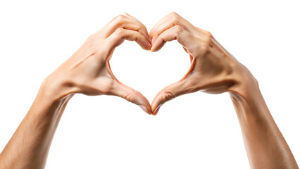 Fototapeta premium hands forming a heart shape sign isolated on white background, png, ai generated.