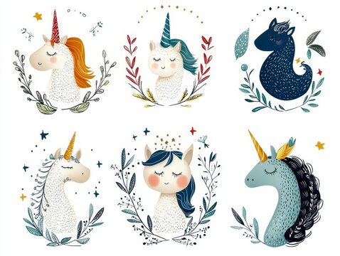 Cute magic collection with unicorn prinsess gragon ra. Adorable enchanted compilation featuring equine sovereign serpent beam fantasy fairytale charm sorcery mythical creature