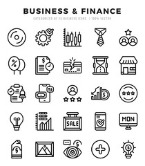 Business & Finance icons set. Collection of simple Lineal web icons.