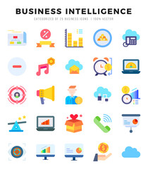 Business Intelligence. Flat icons Pack. vector illustration.