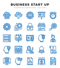 Business Start Up Two Color icons collection. 25 icon set. Vector illustration.