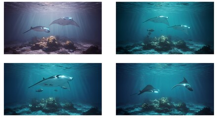 Underwater marine life coral reef scene photography stock photo