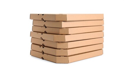 Stack of cardboard pizza boxes