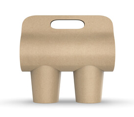 Blank 3d coffee cups paper holder mockup template illustration.