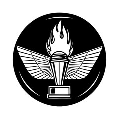 Trophy cup icon on white background. Winner trophy cup sticker icon. Square Button with Trophy. First place cup award icon. Prize for winner.