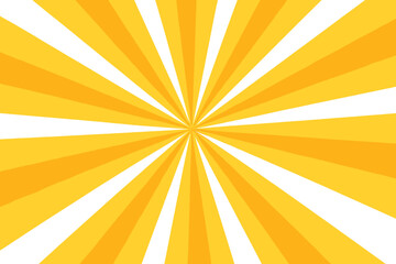Retro Yellow Sunburst Radial Rays Background, Vintage Summer Sunny Abstract Vector Illustration with Bright Radiant Cartoon Style and Transparent Elements