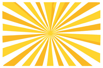 Retro sunburst background with yellow sun rays, vintage summer radial texture, abstract sunny design, bright vibrant illustration, classic cartoon style vector