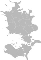 Region Zealand (Sjælland) of Denmark – administrative vector map with municipality boundaries (UTM projection, PPT-compatible & fully editable)