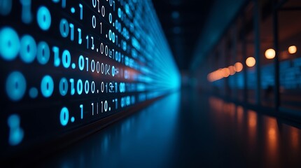 Binary code data stream digital background technology abstract illustration