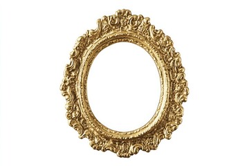 Gold vintage oval picture frame illustration, suitable for decoration or design projects