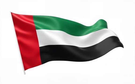 UAE flag Waving Ribbon Style isolated background 3D Illustration. High quality