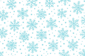 Seamless Snowflake Christmas Winter Holidays Pattern Background, Blue Snowfall Vector Wallpaper, Festive Seasonal Winter Design, Transparent Cartoon Illustration