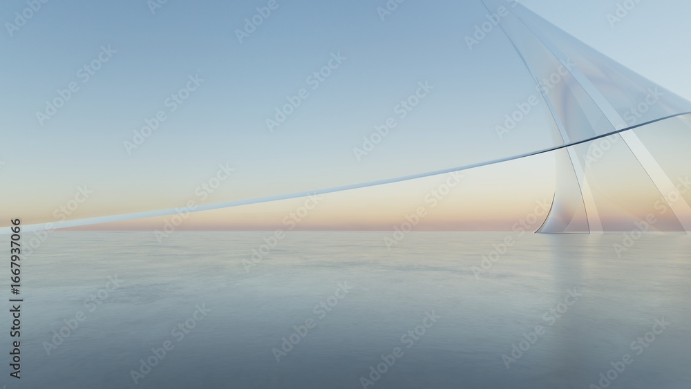 Poster 3d illustration of abstract wavy architecture background, minimal curved geometry architectural desi