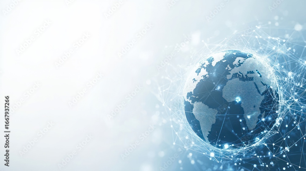 Aufkleber digital earth globe with interconnected lines representing global communication