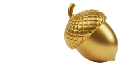 3D render of a shiny golden acorn