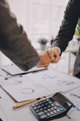 Business handshake for teamwork of business merger and acquisition,successful negotiate,hand...