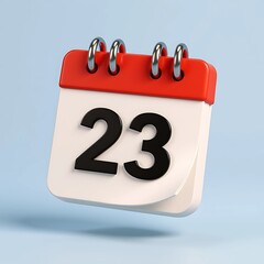 3D icon of a desk calendar showing day 23 - Date and time - Planning and scheduling