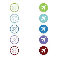 Aero plane logos in different colors isolated on a transparent background
