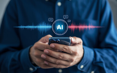Ai technology on mobile phone artificial intelligence concept