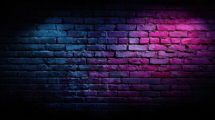 Neon Light Illuminated Brick Wall Background