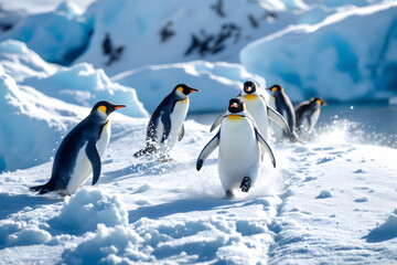 Obraz premium Penguins on Parade Antarctica Wildlife Adventure Natural World Journey