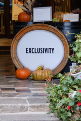 Equity, diversity, EXCLUSIVITY concept. Copy space. EXCLUSIVITY word written on Vibrant autumn...