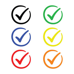 Check mark circles set isolated on transparent background