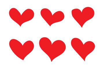 Heart icon. Red heart icons set. Different simple vector hearts and love. Like button icon. Vector illustration eps 10