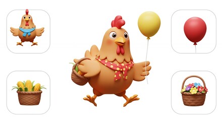 Cartoon chicken illustration for commercial use