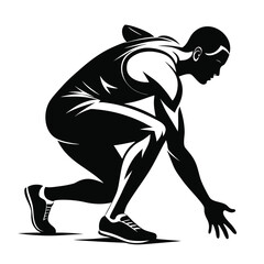 Fototapeta premium Sprinter Crouching At Starting Position