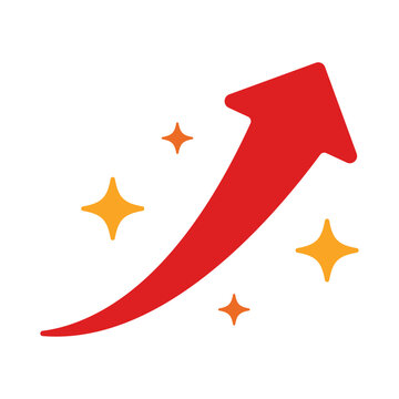 矢印　上昇　赤　キラキラ　ベクター