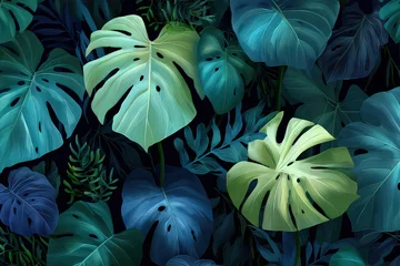 Rideaux Imprimé botanique patrons Tropical Lush Plants Background With Vibrant Colors  © RafanizyanCreative