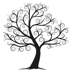 Tree with spiral branches silhouette