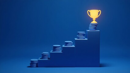 Financial success concept, steps to success, investment growth, winning strategy