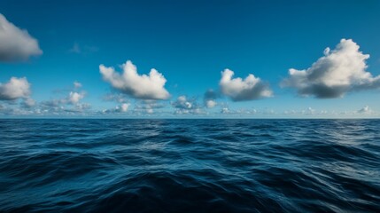 Fototapeta premium Calm ocean waves open sea nature photography serene atmosphere wide angle view tranquility in blue