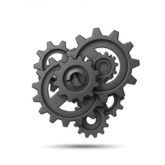 Interwoven Metal Gears: A Flat Vector Illustration of System Complexity in 8k.